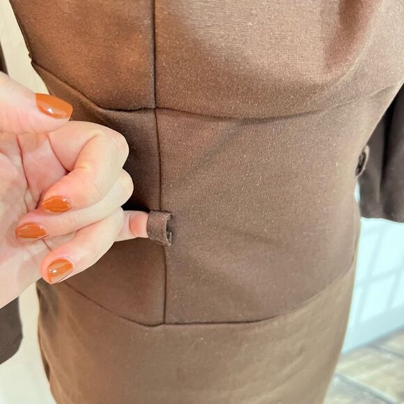 New York & Company Brown Classic 3/4 Sleeve Sheath Dress Size Small - Picture 4 of 11